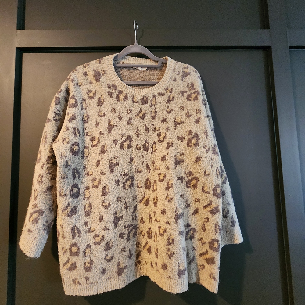 Easel Cream and Brown Patterned Sweater